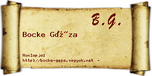 Bocke Géza névjegykártya
